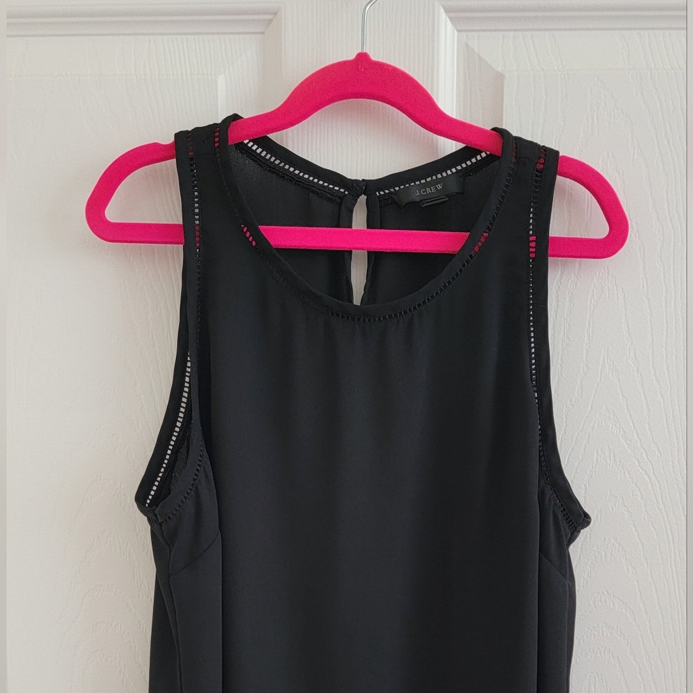 J. Crew Black Sleeveless Top with Ladder Trim, Size 2